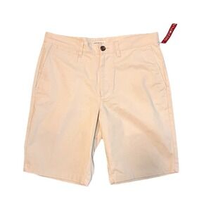Merona Men's Shorts Size 32 100% Cotton Khaki Beige Chino Flat‎ Front NWT